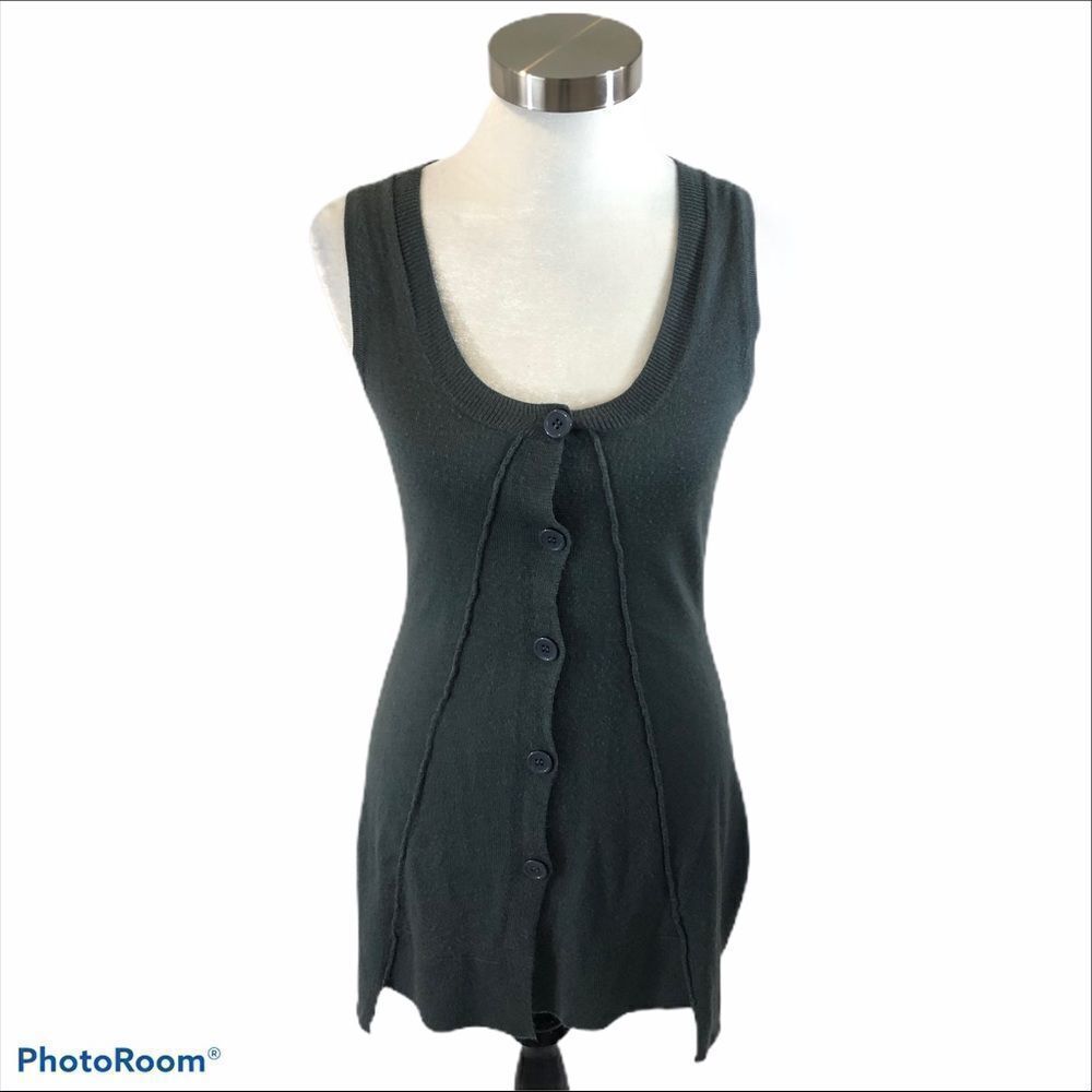 Ladies‎ Grey Knit Long Sleeveless Vest Size Small
